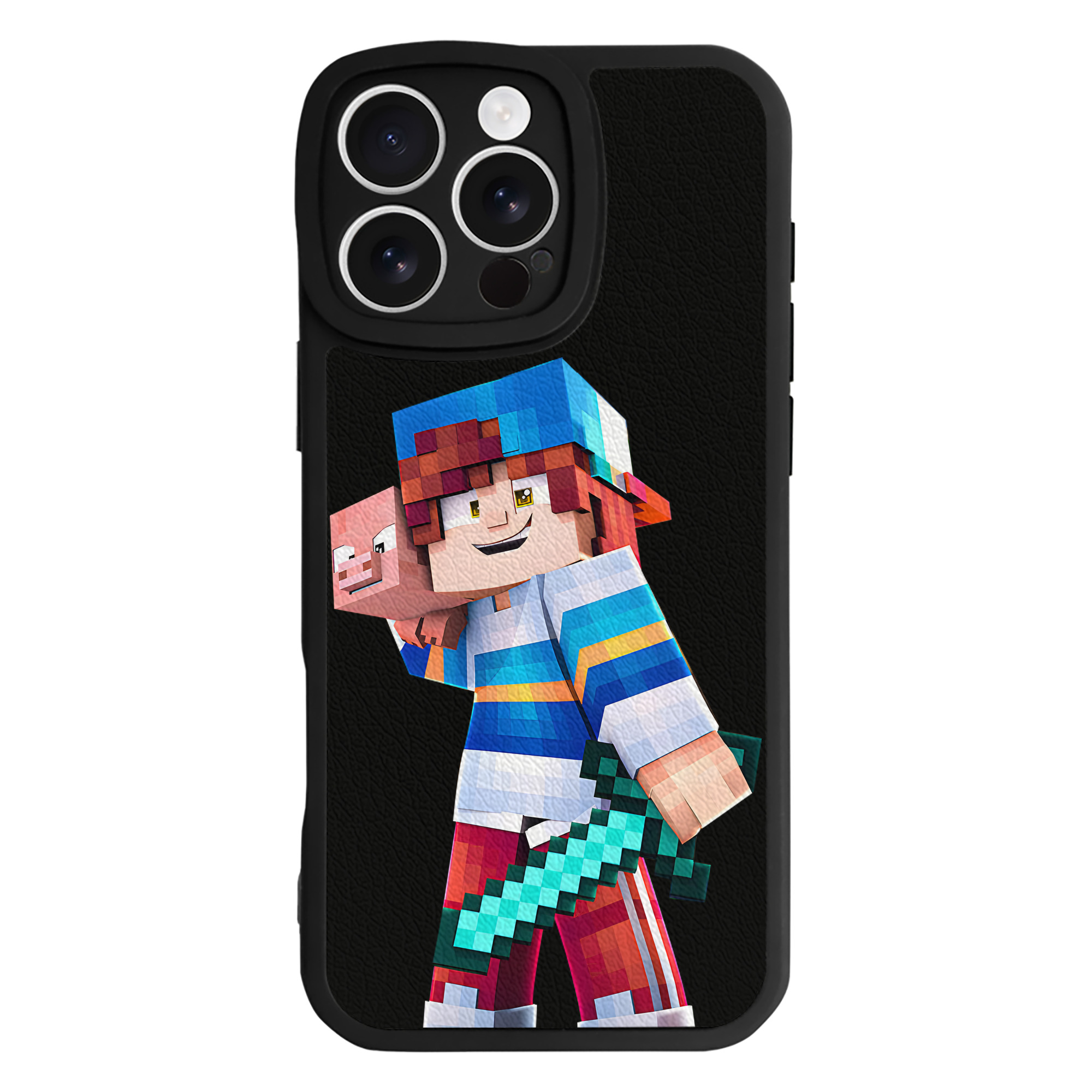 （画像用） マインクラフト ブロックの世界 Minecraft MC Block world 【iPhone 16シリーズ対応】シリコンスマホケース（レザー調） 材質：シリコン